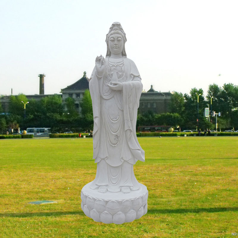 石雕汉白玉观音雕塑大型滴水观音像三面观音菩萨雕像寺庙供奉摆件