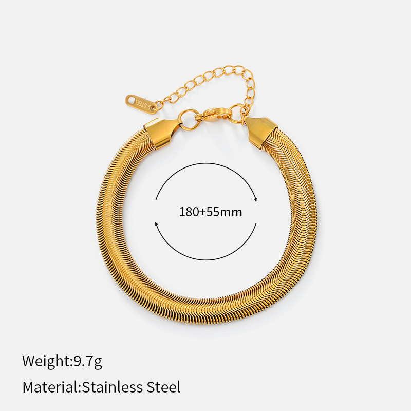ヨーロッパとアメリカのクロスボーダーシンプルなステンレス鋼の太いブレスレット電気メッキ 18 K ゴールドチェーンブレスレットヒップホップスタイルチタン鋼ブレスレット|undefined