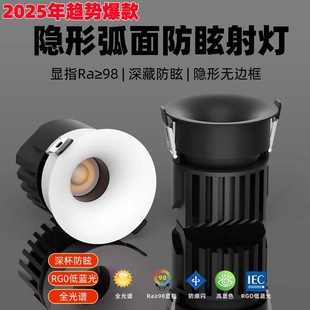 2025 Curved Invisible Spotlight Led Full Spectrum Frameless Anti-Glare Small Hill Recessed Downlight Zhongshan Lighting Fixtures