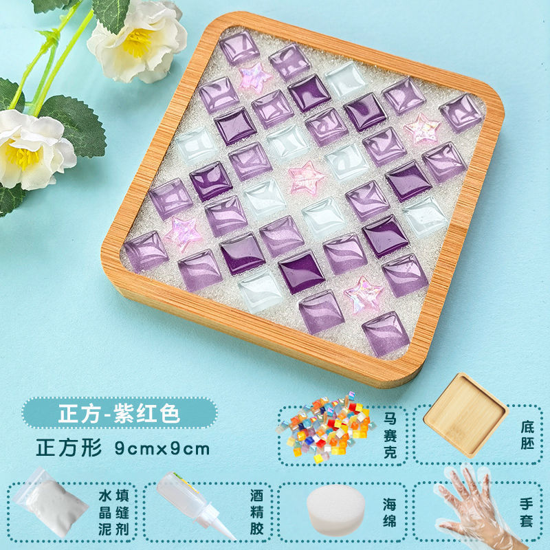 Nuevo producto bricolaje hecho a mano posavasos paquete de material mosaico padre-hijo creativo jardín de infantes pequeño regalo al por mayor juguetes educativos