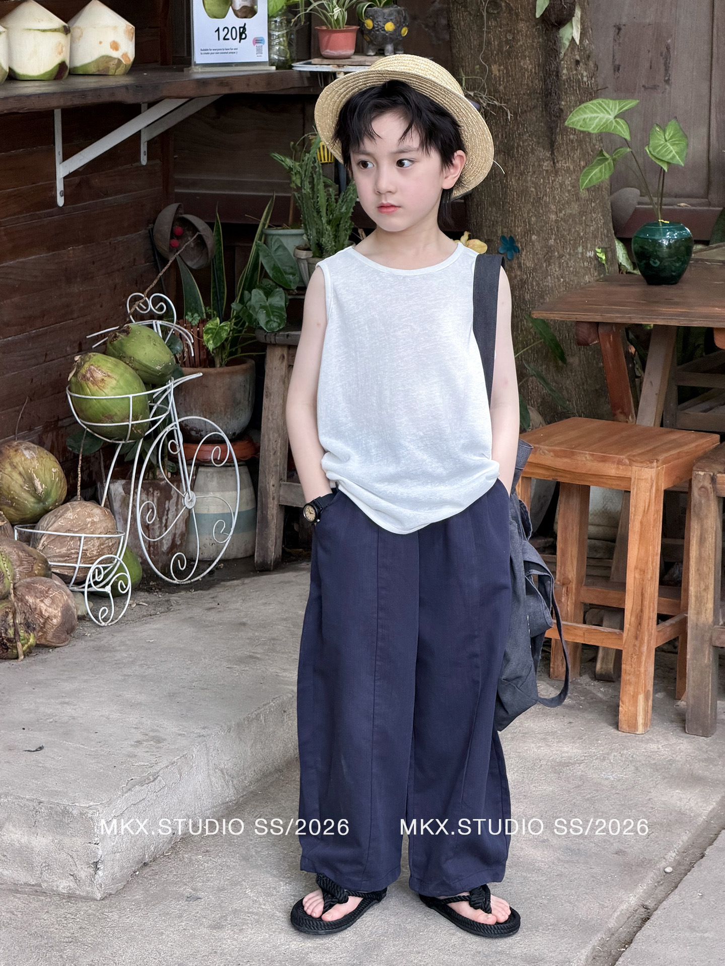 Ropa infantil chaleco para niños camiseta sin mangas para niños verano 2026 nuevo estilo coreano para niños camiseta transpirable ligera y casual