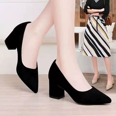 2024 Осень и зима толстые туфли на каблуках женские каблуки на каблуках