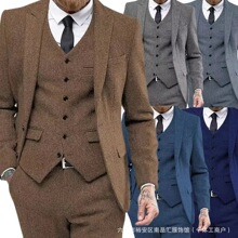 速卖通气质西装三件套商务会议高级感男士西服套装宴会派对时尚风
