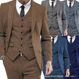 速卖通气质西装三件套商务会议高级感男士西服套装宴会派对时尚风