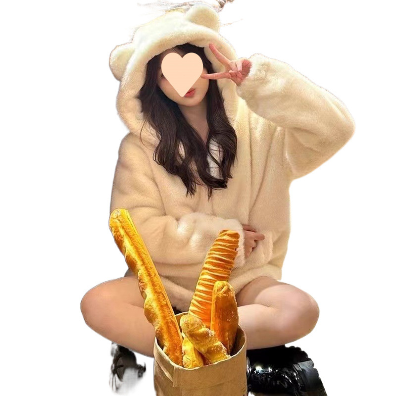 양고기 봉제 코트 귀여운 겨울면 후드 토끼 귀 봉제 벨벳 부드러운 여동생 모자 905