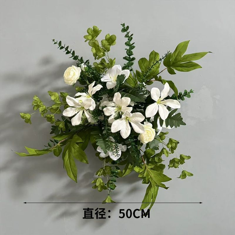 升级大尺寸订婚仿真花排花仿真绢花成品装饰尤加利花排台路婚礼|undefined