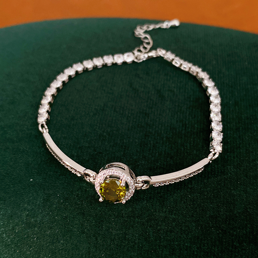 Pulsera redonda geométrica de piedra de silicio ligera de lujo nicho pulsera de alta calidad personalidad temperamento universal joyas de moda al por mayor