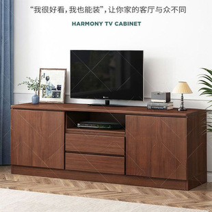 Modern simple small apartment floor-to-ceiling storage cabinet tall TV cabinet living room bedroom wood color retro TV cabinet