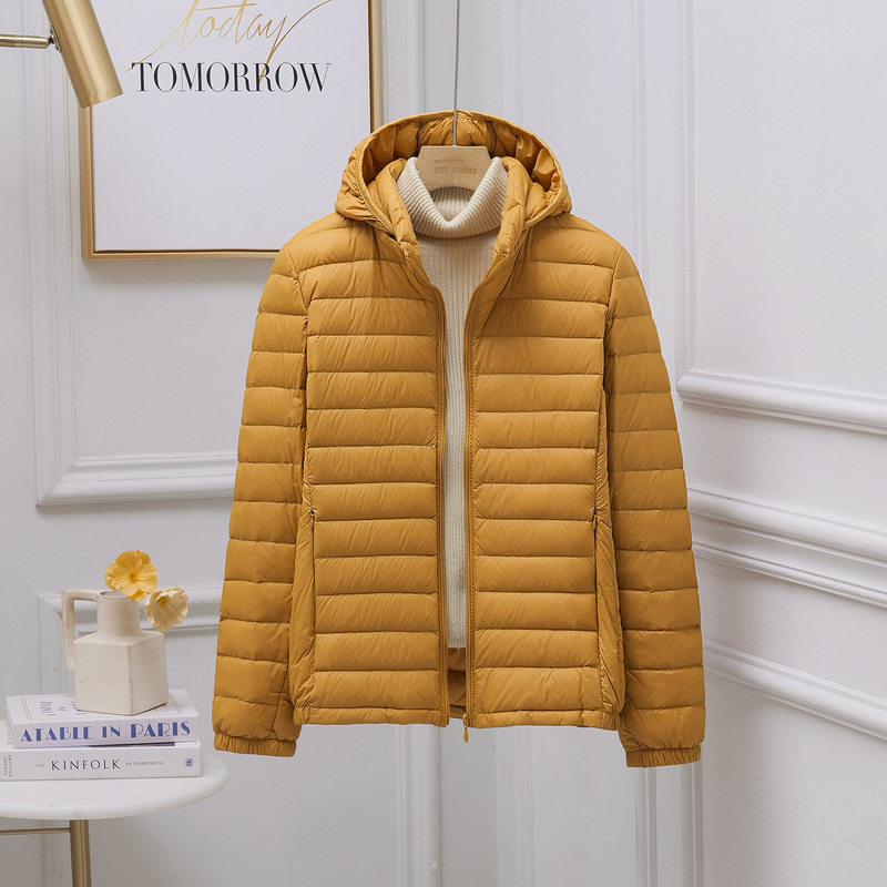 2025 New Autumn and Winter Lightweight down Jacket Women's Hat Removable Portable Thin Short Large Size Jacket