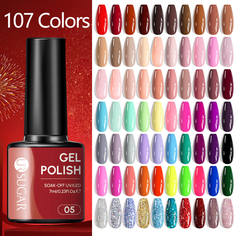UR SUGAR跨境新款107色流行甲油胶套装 新年红圣诞持久甲油胶现货