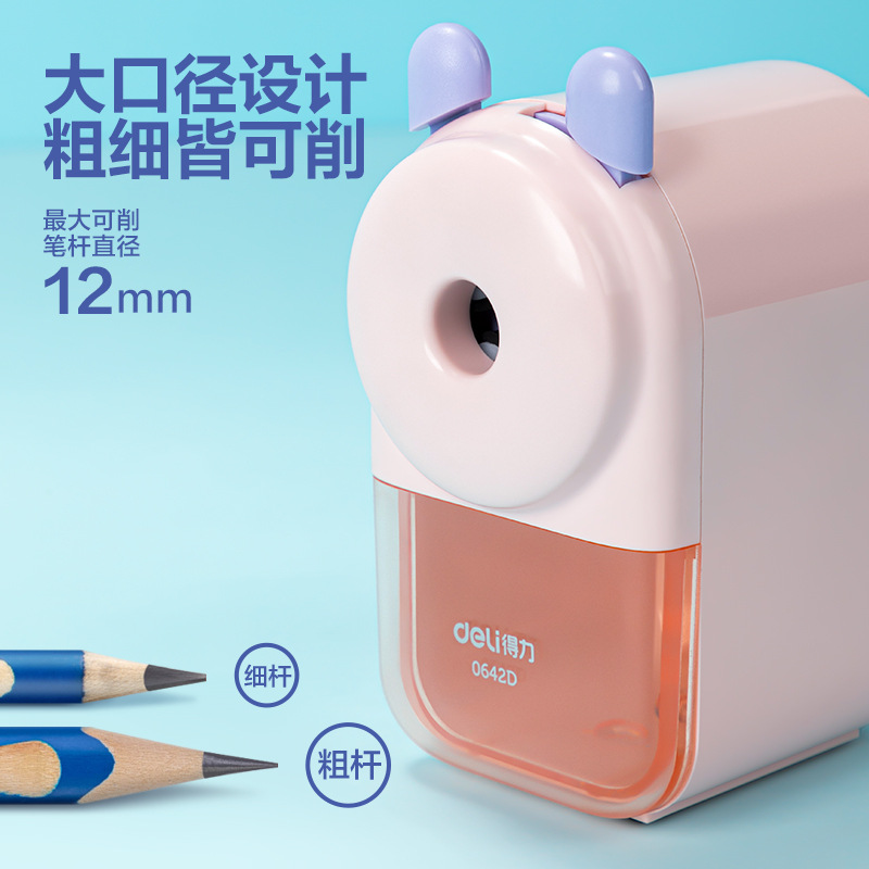 DeLi0642D afilador de lápiz para estudiantes con cuchillo de lápiz de mano afilador de lápiz para niños gran calibre