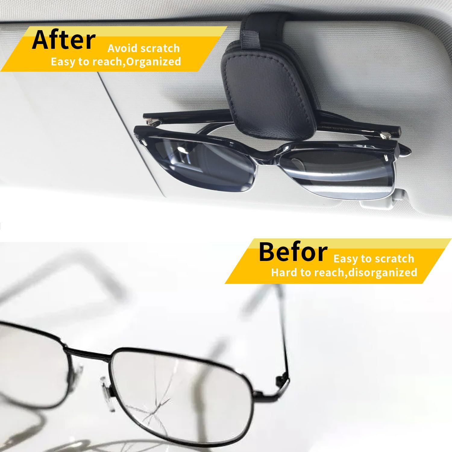 Factory Direct Sales Cross-Border Car Glasses Clip, Multi-Functional Car Sunglasses Storage Clip, Car Leather Interior Accessories