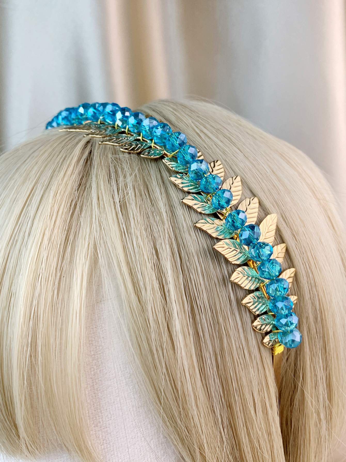 Modern Style Solid Color Crystal Handmade Hair Band display picture 3
