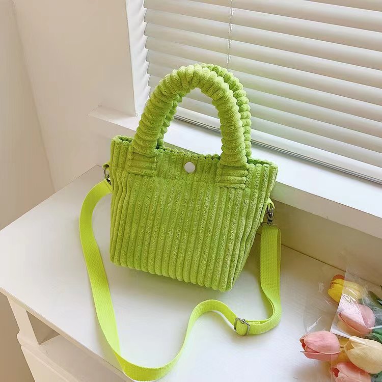 Foreign trade Women's bag corduroy 2023 new handbag Korean style fashionable sweet shoulder messenger bag one-piece delivery