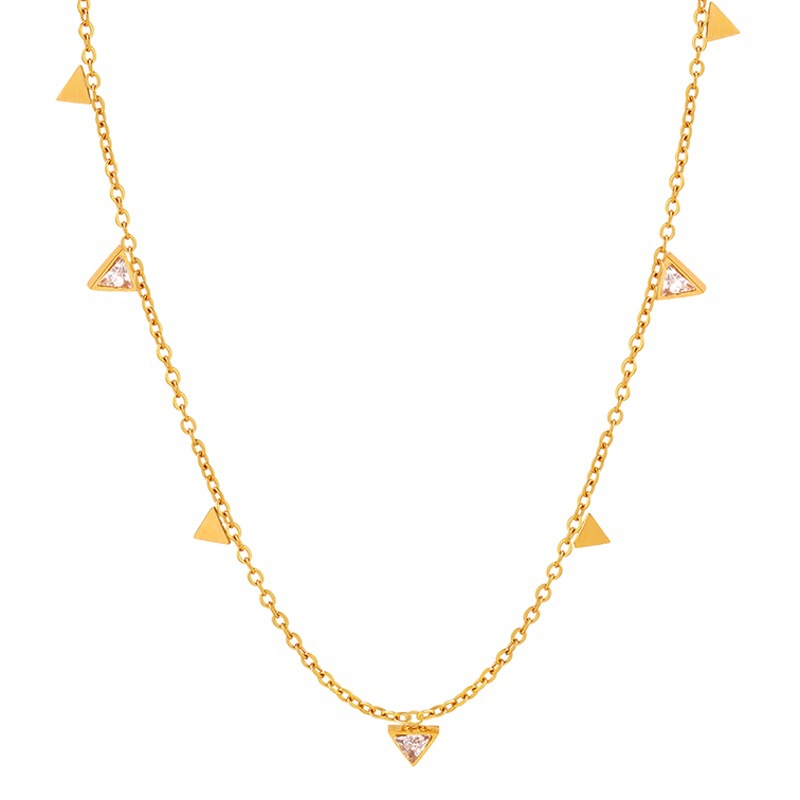Triángulo circón nicho personalidad temperamento collar del todo fósforo occidental reina madre temperamento retro Cadena de clavícula luz joyería de lujo al por mayor