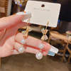Advanced earrings from pearl with bow with tassels, Japanese and Korean, french style, high-quality style, light luxury style