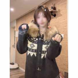 可拆卸毛领费尔岛毛衣外套女秋设计感撞色针织衫上衣冬季休闲新款