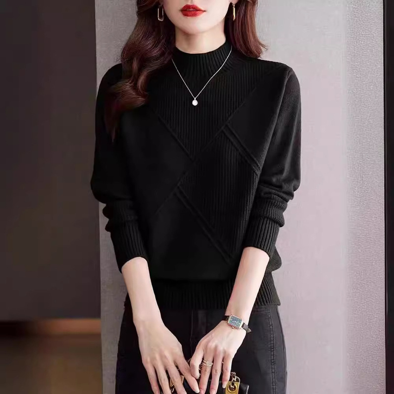 半高领打底衫女秋冬时尚休闲洋气针织衫2025新款加厚纯色内搭毛衣|undefined