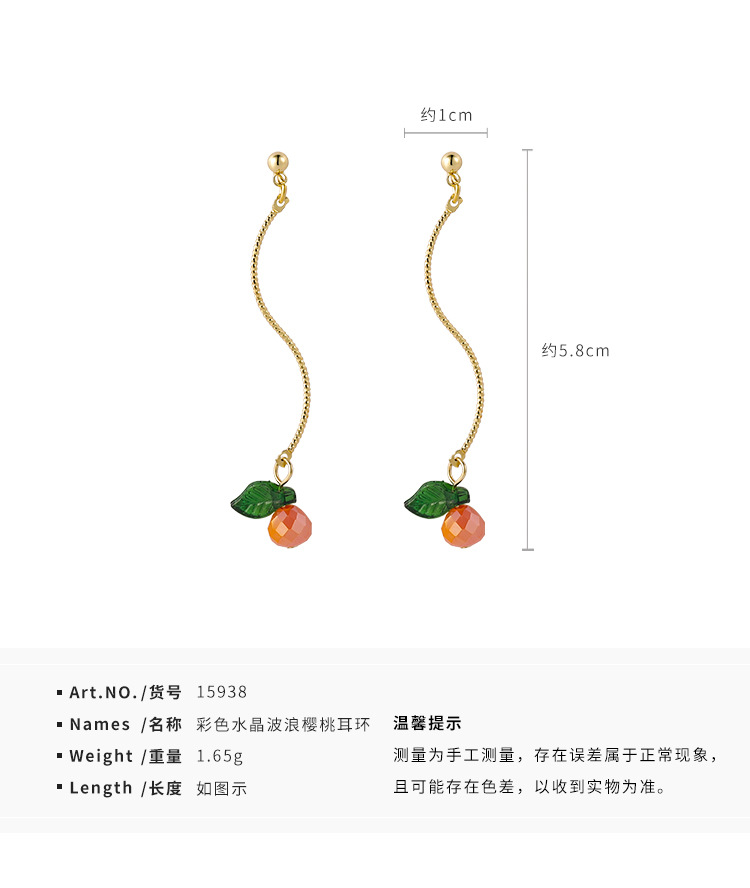 Fashion Colorful Crystal Cherry Earrings display picture 16