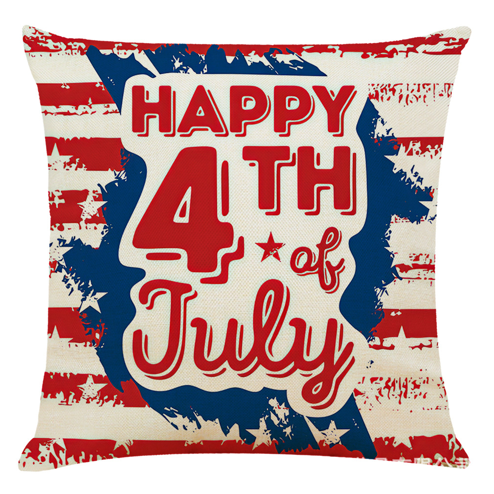 亚马逊 eBay 新款美国独立日棉麻抱枕套 汽车抱枕 办公室午睡抱枕