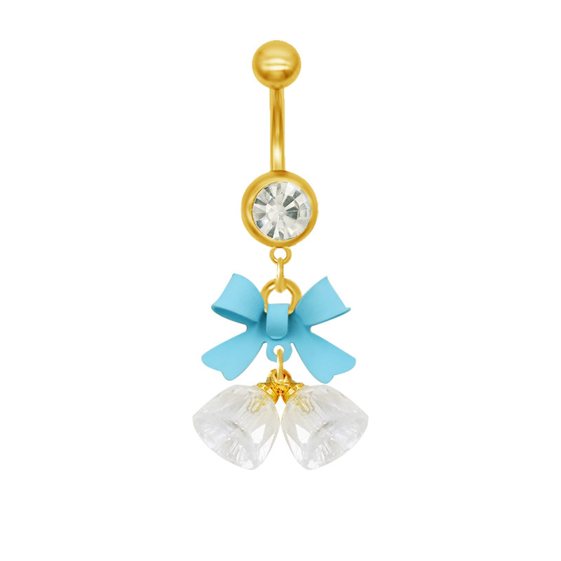 Belly Button Ring With Bow And Bell Pendant Piercing Jewellery_voghion.com