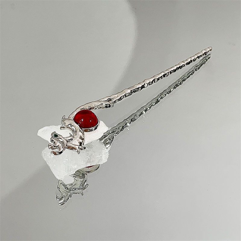 Phoenix rojo Jade horquilla nueva moda nacional chino luz diaria lujo nicho diseño alto sentido Cabeza trasera updo horquilla