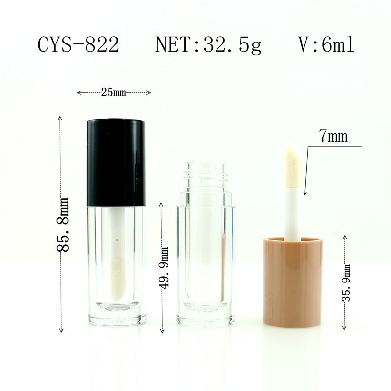 En stock al por mayor 7mm cepillo grande varilla redonda tubo de brillo de labios tubo de lápiz labial esmalte de labios tubo vacío sub-botella logotipo imprimible