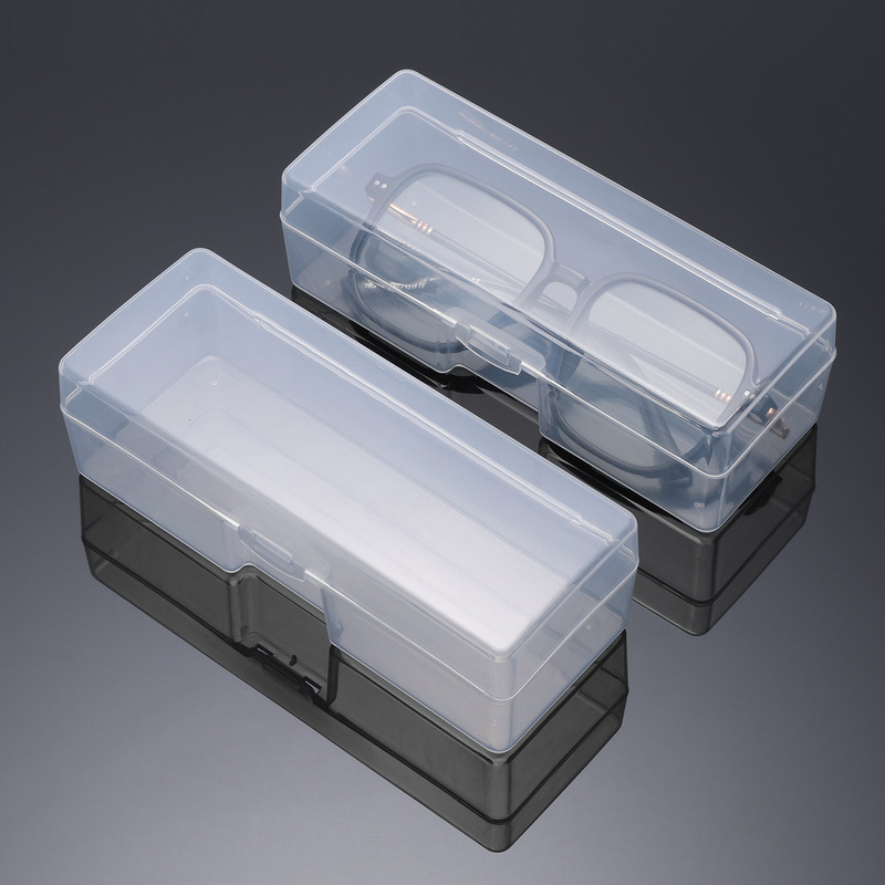 Plastic Glasses Case Portable Anti-Pressure Snap-On Cover Sunglasses Storage Box Large White Transparent Sunglasses Case