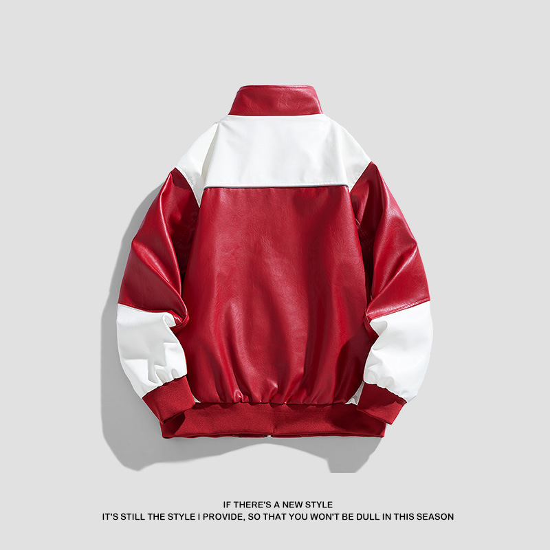 Chaqueta americana de cuero PU hombre chaqueta de hombre primavera y otoño nuevo cuello vertical chaqueta de motocicleta de tendencia universal chaqueta