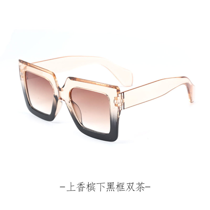 女性用特大スクエアフレームフラットミラー2025新しいメタルバックル脚パーソナライズサングラス、無地で多用途なヨーロッパとアメリカのメガネフレーム|undefined