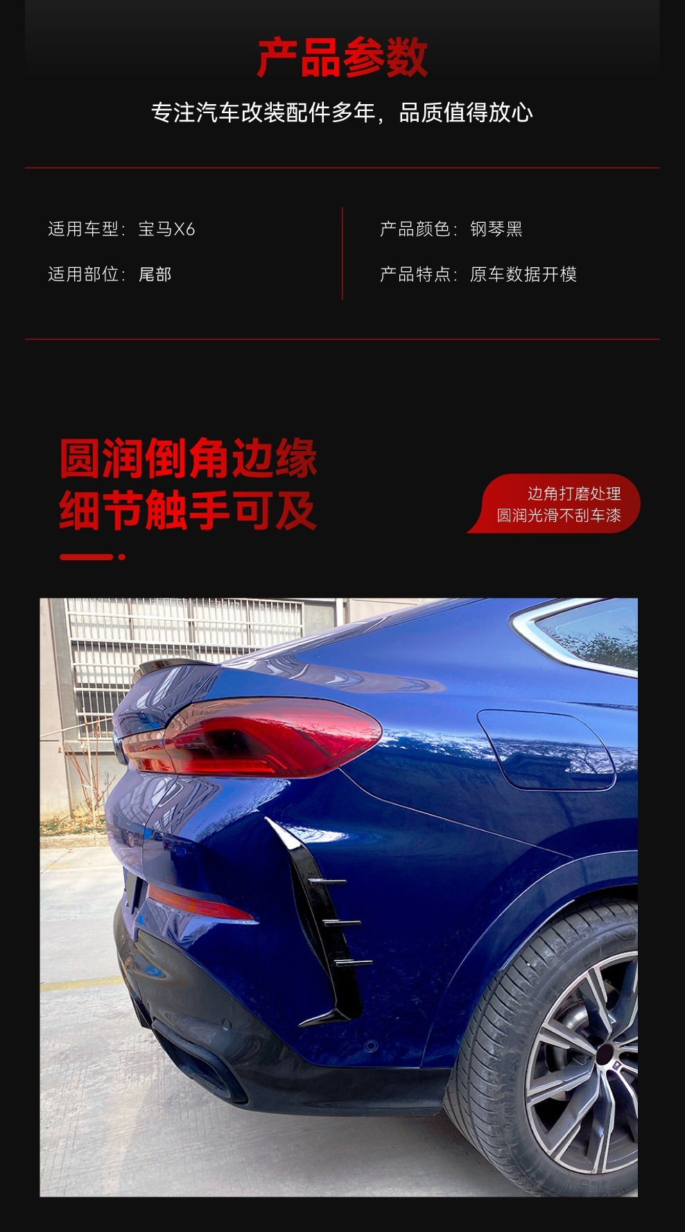 Suitable for 2019-2022 Bmw Bmw X6 G06 Rear Air Outlet Air Knife Blade Exterior Car Sticker Cross-Border Modification Parts