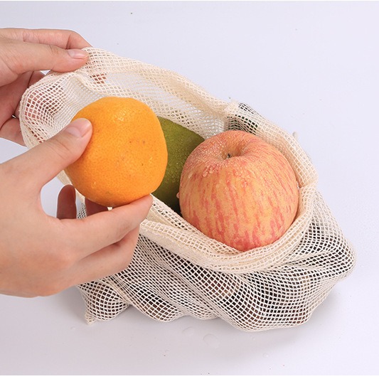 纯棉网袋现货过欧标购物网袋蔬菜水果收纳有机棉网袋可降解棉网袋