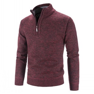 2025 New Autumn and Winter Velvet Men's Large Size Export Zipper Half Turtleneck Pullover Knitwear Men's Long-Sleeved Knitwear