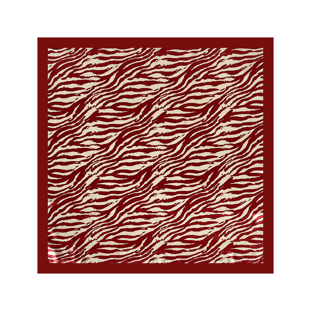 Lenço quadrado de seda estampado zebra echarpe feminina_voghion.com