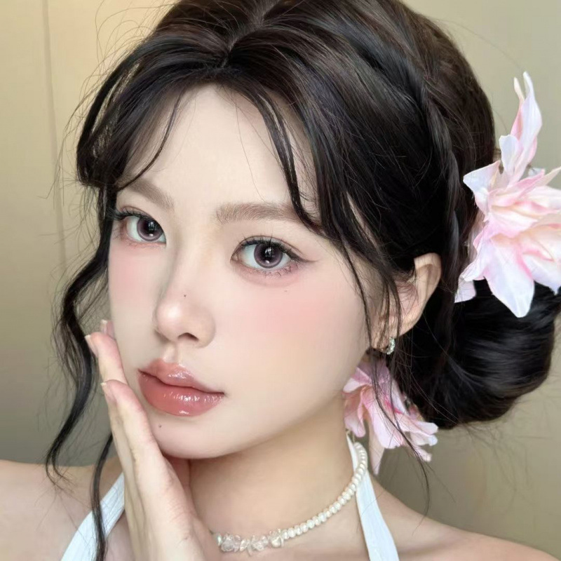 超仙粉色立体百合氛围感发夹侧边夹发卡碎发刘海古风汉服发饰头饰|undefined