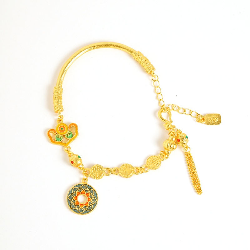 Gufa Sha Jinfu marca calabaza fresa nueva pulsera de flor de esmalte chino Ge Sang no se desvanecerá durante mucho tiempo joyas de lujo ligeras fuente