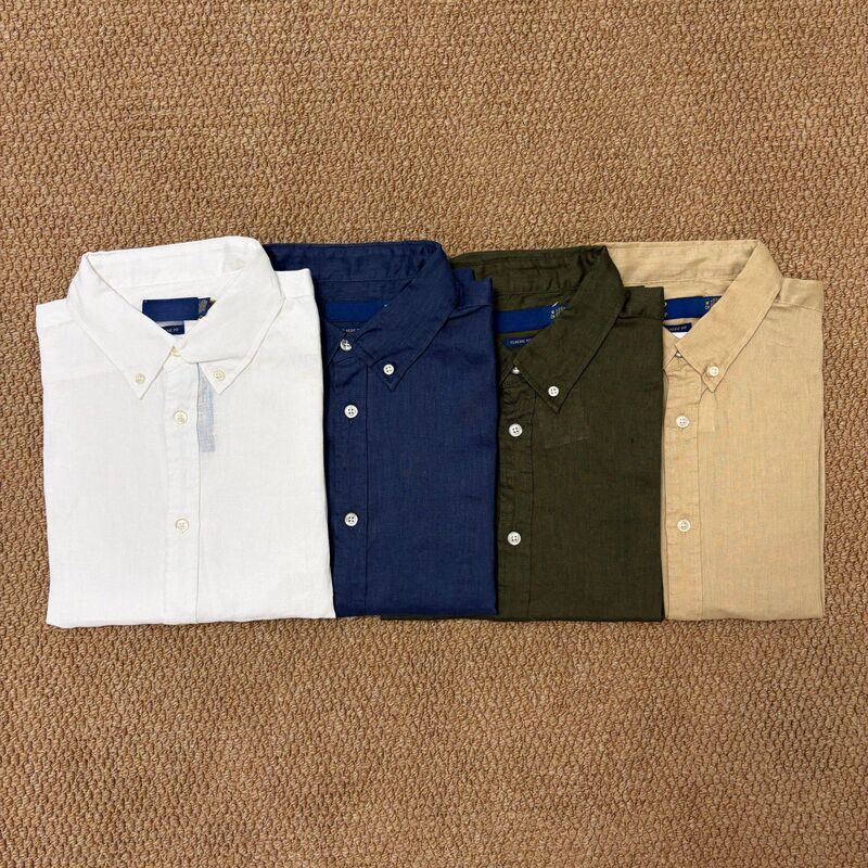 High-End Rl Ralph Linen Shirt Top, Unisex, with a Turn-Down Collar and Small Pony Logo, Versatile Casual Wear for Spring, Summer, and Autumn Polo