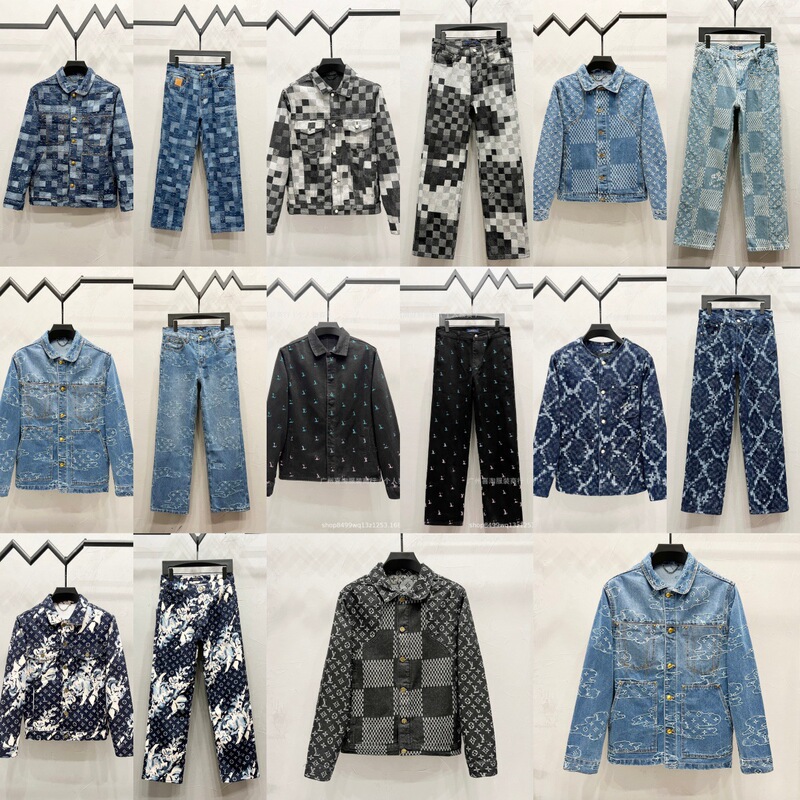 High-Quality Lujia 2025 New Autum Checkerboard Letter Logo Jacquard Denim Jacket and Jeans Suit High-Quality Lujia 2025 New Autum Checkerboard Letter Logo Jacquard Denim Jacket and Jeans Suit