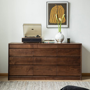 North American Black Walnut Solid Wood Twelve-Drawer Cabinet Nordic Simple Bedroom Drawer Storage Side Cabinet Large Capacity