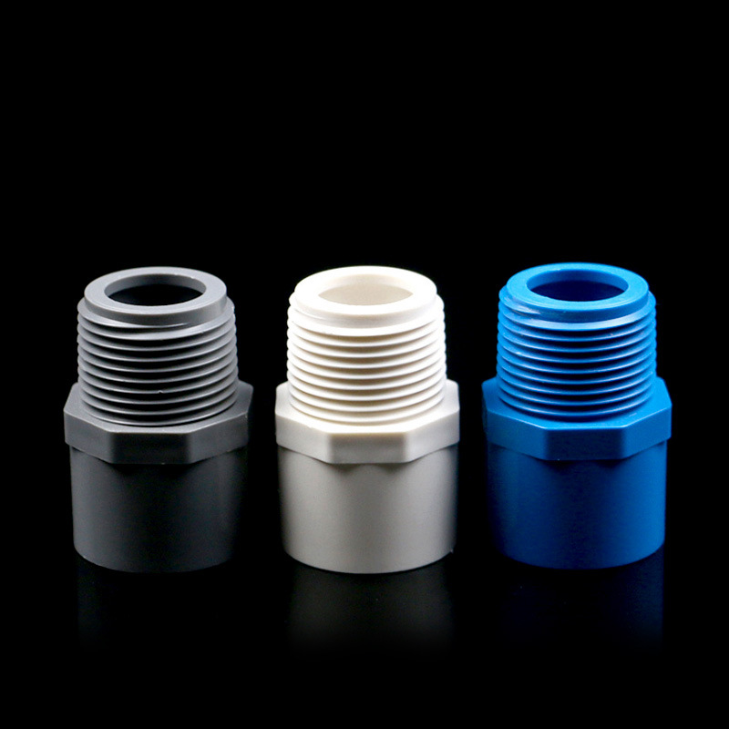 Conector de cable exterior PVC tubería de suministro de agua rosca exterior directa tornillo recto 20 25 32 50 63 75 blanco azul gris image 4