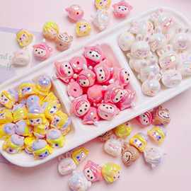 直播爆款卡通树脂立体萌粒直孔串珠 散珠diy手机链钥匙扣饰品配件