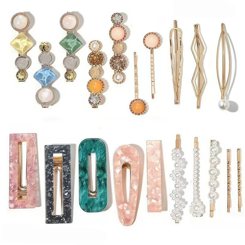 发夹欧美醋酸发饰发夹亚克力套装珍珠发夹亚马逊组合跨境发饰套装