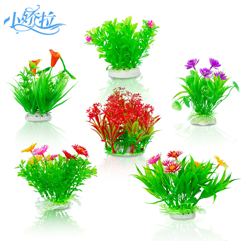 Pecera transfronteriza simulación de paisajismo plástico plantas acuáticas decoración de acuarios PVC planta pastoral fábrica de flores falsas al por mayor