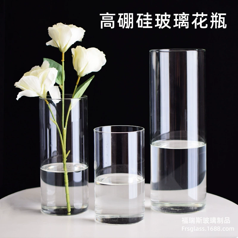 Кросс-бордерная индивидуальная ваза из высокоборосиликатного стекла, прямая прозрачная гидропонная ваза для растений, богатый бамбук, простой цилиндрический цветочный сосуд