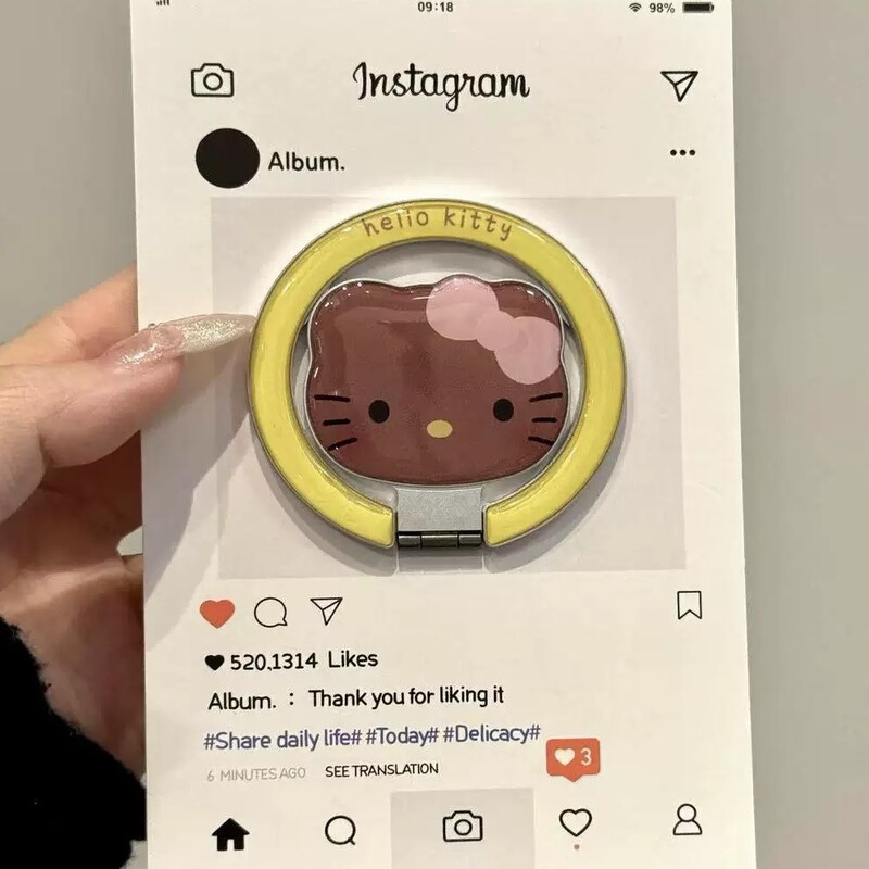 卡通KT凯蒂猫适用MagSafe磁吸爱心支架指环扣强吸附力懒人桌面新|undefined