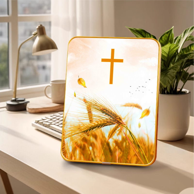 Cross Table Setting, a Grain of Wheat Decorative Painting, New Home Housewarming Gift Ornaments, Entrance Hall Creative Decoration Desk Photo Frame