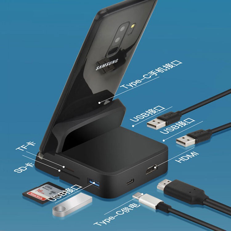 Type-C Docking Station Eight-In-One Usb-C to HDMI Expansion Dock Hub Hub Stand Base Card Reader