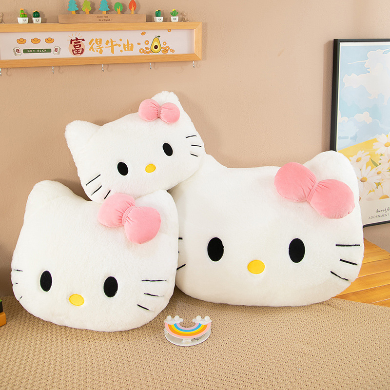 Hellokitty almohada de abrazo lindo sofá cojín felino almohada de peluche de caricatura de alto valor de cara almohada de niña