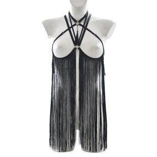 Jianhong Clothing Foreign Trade Factory New Tassel with Hanging Spike Cross Hanging Neck Beauty Back Harness Sexy Underwear O0743