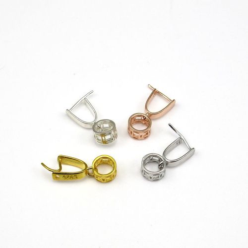 S925 sterling silver pendant buckle silver buckle head accessories gold-plated peace buckle diy jade pendant clip buckle jade buckle